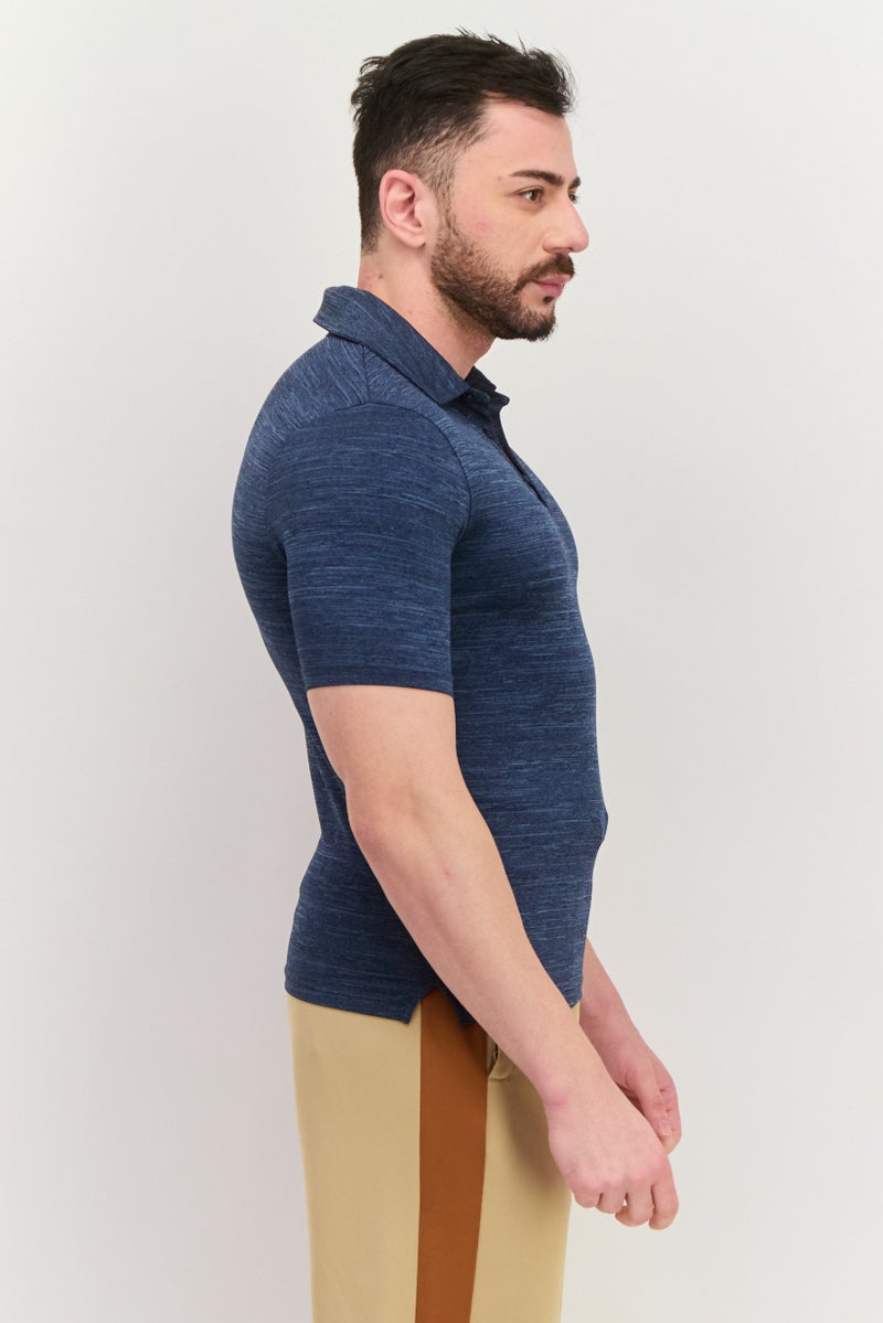 SKECHERS Men Sportswear Fit Short Sleeve Training Polo Shirts, Heather Navy - Image 4